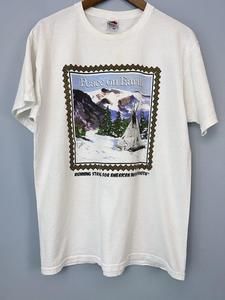 Vtg Peace on Earth T-Shirt American Indians Mens LARGE Spell Out White Stains